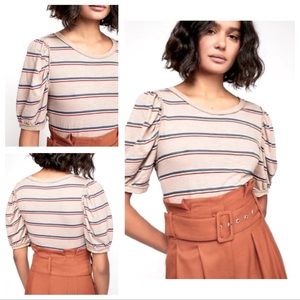 .Free People Molly crop tee striped in Taupe Combo M